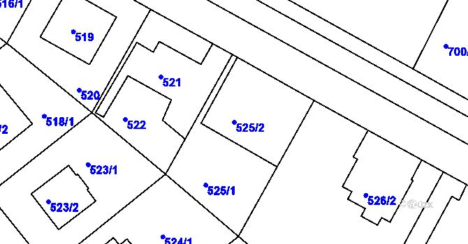 Parcela st. 525/2 v KÚ Kunratice, Katastrální mapa