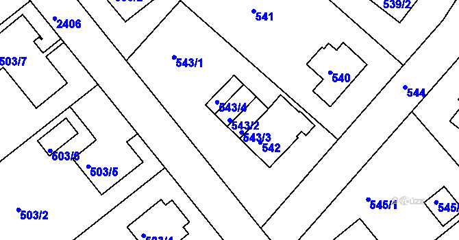 Parcela st. 543/2 v KÚ Kunratice, Katastrální mapa
