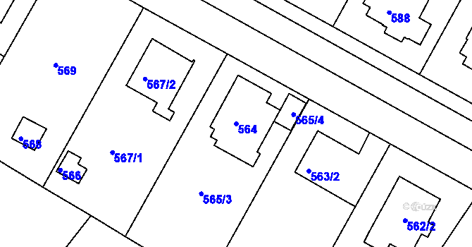 Parcela st. 564 v KÚ Kunratice, Katastrální mapa