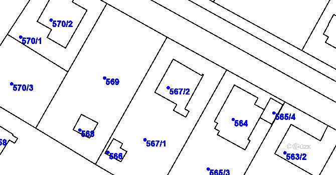 Parcela st. 567/2 v KÚ Kunratice, Katastrální mapa