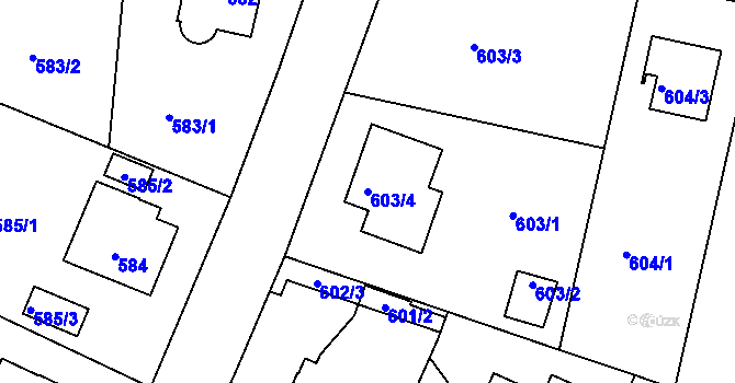 Parcela st. 603/4 v KÚ Kunratice, Katastrální mapa