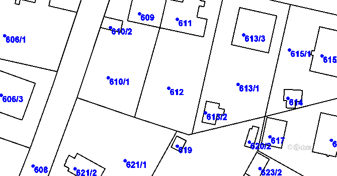Parcela st. 612 v KÚ Kunratice, Katastrální mapa
