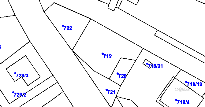 Parcela st. 719 v KÚ Kunratice, Katastrální mapa