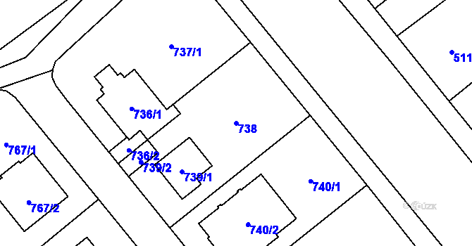 Parcela st. 738 v KÚ Kunratice, Katastrální mapa