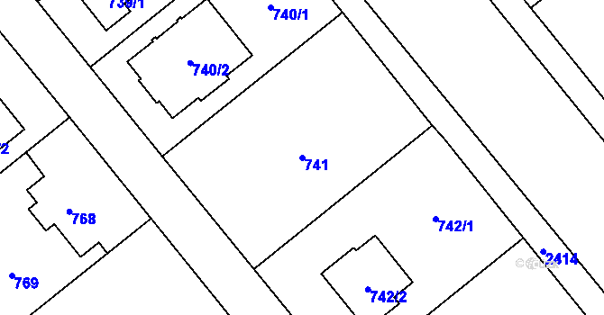 Parcela st. 741 v KÚ Kunratice, Katastrální mapa