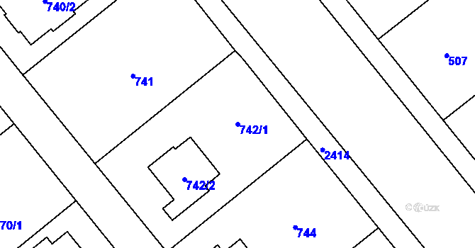 Parcela st. 742/1 v KÚ Kunratice, Katastrální mapa