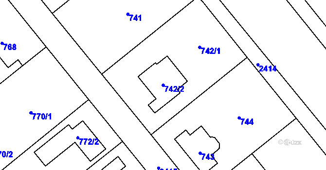 Parcela st. 742/2 v KÚ Kunratice, Katastrální mapa