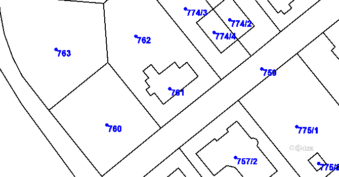 Parcela st. 761 v KÚ Kunratice, Katastrální mapa