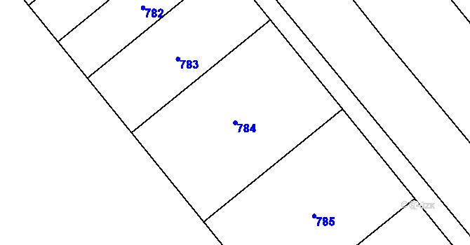 Parcela st. 784 v KÚ Kunratice, Katastrální mapa