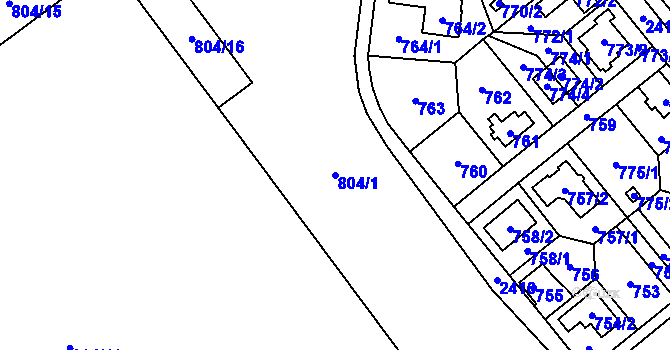Parcela st. 804/1 v KÚ Kunratice, Katastrální mapa
