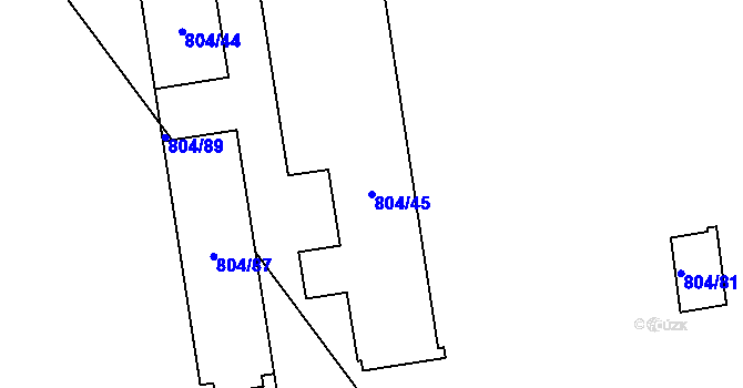 Parcela st. 804/45 v KÚ Kunratice, Katastrální mapa