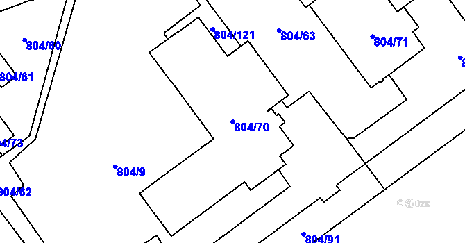 Parcela st. 804/70 v KÚ Kunratice, Katastrální mapa