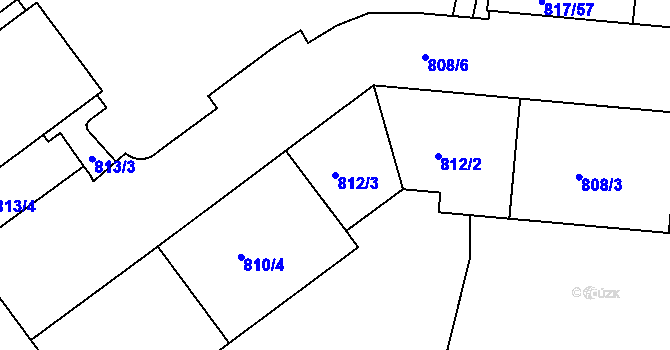 Parcela st. 812/3 v KÚ Kunratice, Katastrální mapa