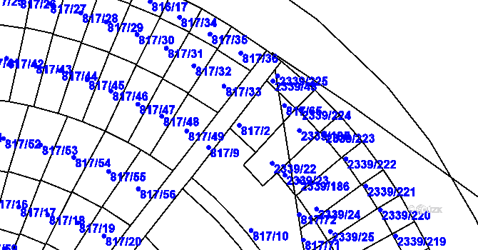 Parcela st. 817/2 v KÚ Kunratice, Katastrální mapa