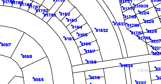 Parcela st. 818/6 v KÚ Kunratice, Katastrální mapa