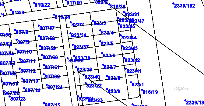 Parcela st. 823/6 v KÚ Kunratice, Katastrální mapa