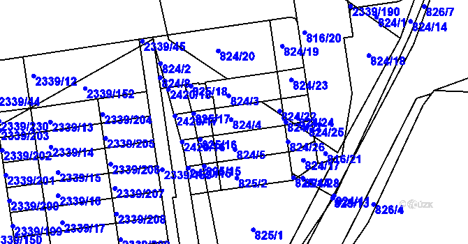 Parcela st. 824/4 v KÚ Kunratice, Katastrální mapa