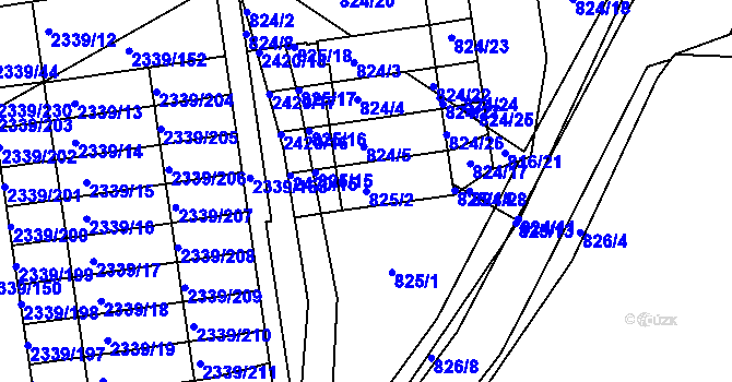 Parcela st. 825/2 v KÚ Kunratice, Katastrální mapa