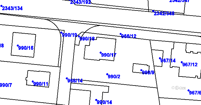 Parcela st. 990/17 v KÚ Kunratice, Katastrální mapa