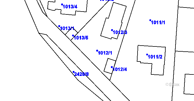 Parcela st. 1012/1 v KÚ Kunratice, Katastrální mapa