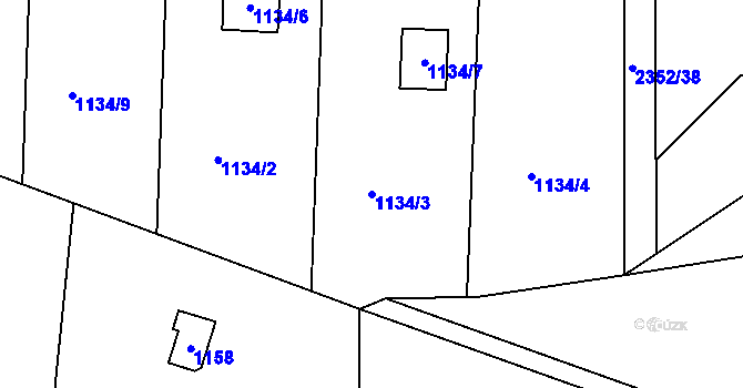 Parcela st. 1134/3 v KÚ Kunratice, Katastrální mapa
