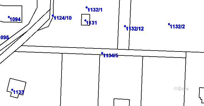 Parcela st. 1134/5 v KÚ Kunratice, Katastrální mapa