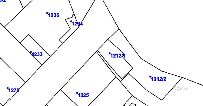 Parcela st. 1212 v KÚ Kunratice, Katastrální mapa