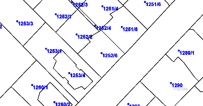 Parcela st. 1252/6 v KÚ Kunratice, Katastrální mapa