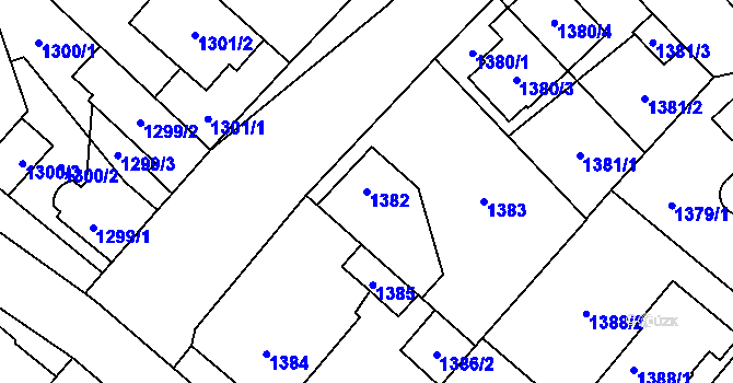 Parcela st. 1382 v KÚ Kunratice, Katastrální mapa