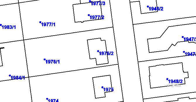 Parcela st. 1976/2 v KÚ Kunratice, Katastrální mapa