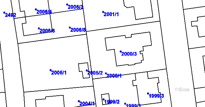 Parcela st. 2000/2 v KÚ Kunratice, Katastrální mapa