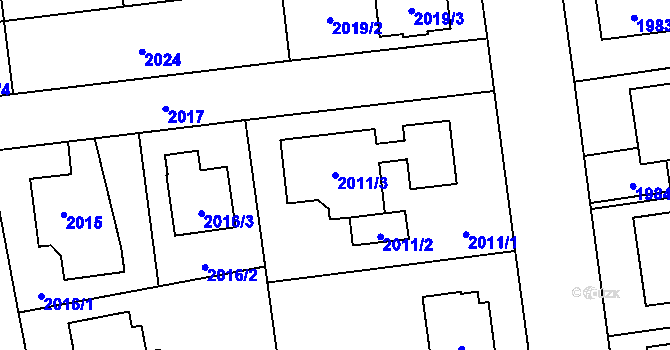Parcela st. 2011/3 v KÚ Kunratice, Katastrální mapa