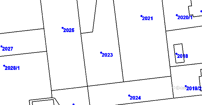 Parcela st. 2023 v KÚ Kunratice, Katastrální mapa