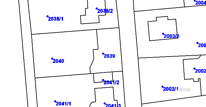 Parcela st. 2039 v KÚ Kunratice, Katastrální mapa