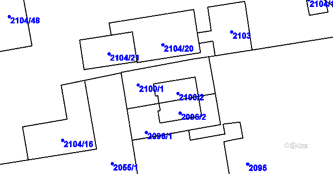Parcela st. 2100 v KÚ Kunratice, Katastrální mapa