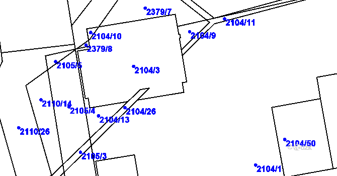 Parcela st. 2104/12 v KÚ Kunratice, Katastrální mapa