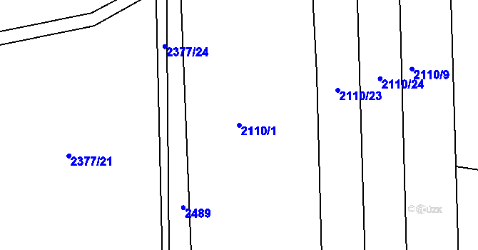 Parcela st. 2110/1 v KÚ Kunratice, Katastrální mapa
