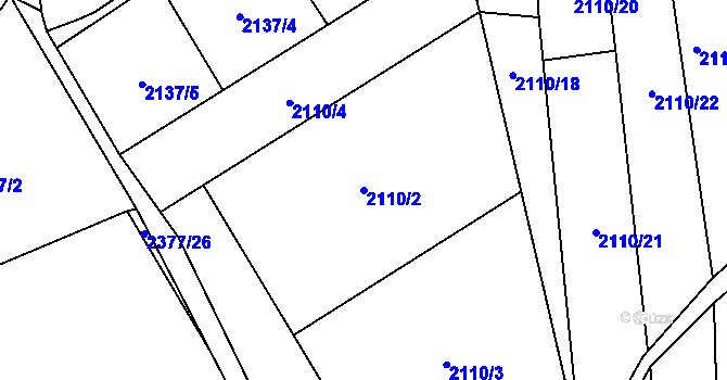 Parcela st. 2110/2 v KÚ Kunratice, Katastrální mapa