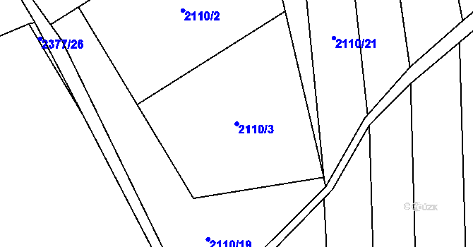 Parcela st. 2110/3 v KÚ Kunratice, Katastrální mapa