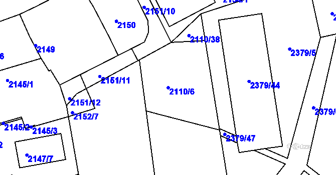 Parcela st. 2110/6 v KÚ Kunratice, Katastrální mapa