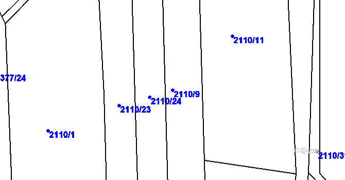 Parcela st. 2110/9 v KÚ Kunratice, Katastrální mapa