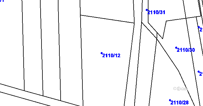 Parcela st. 2110/12 v KÚ Kunratice, Katastrální mapa