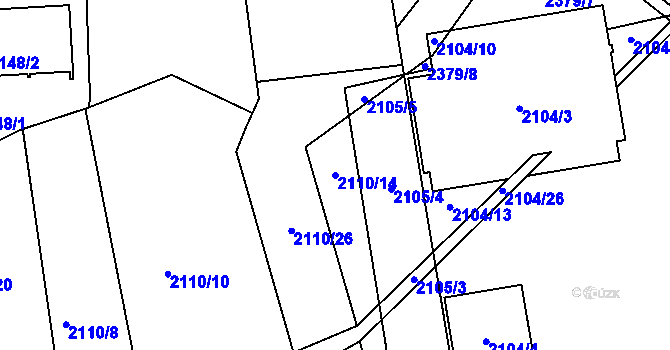 Parcela st. 2110/14 v KÚ Kunratice, Katastrální mapa
