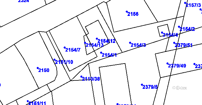Parcela st. 2154/1 v KÚ Kunratice, Katastrální mapa