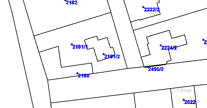 Parcela st. 2181/2 v KÚ Kunratice, Katastrální mapa