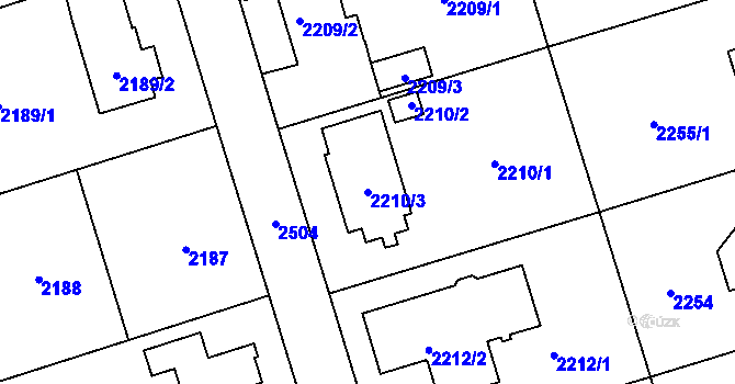 Parcela st. 2210/3 v KÚ Kunratice, Katastrální mapa