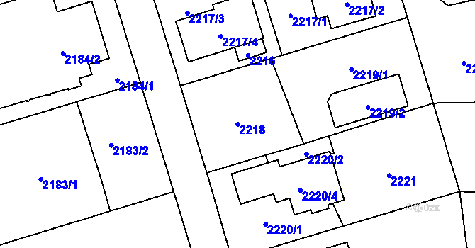 Parcela st. 2218 v KÚ Kunratice, Katastrální mapa