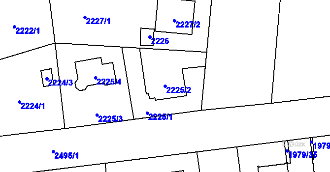 Parcela st. 2225/2 v KÚ Kunratice, Katastrální mapa