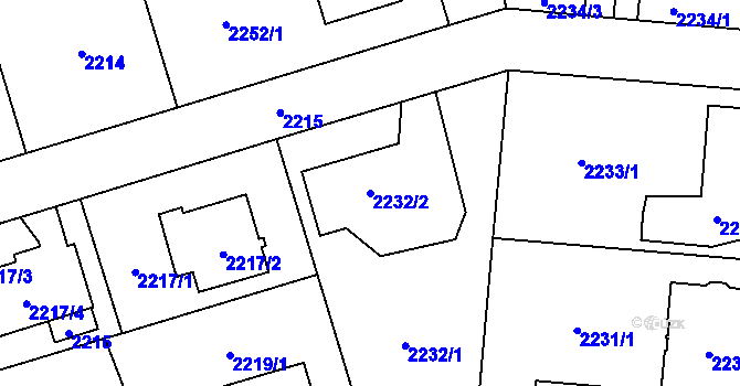 Parcela st. 2232/2 v KÚ Kunratice, Katastrální mapa