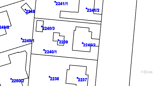 Parcela st. 2240/2 v KÚ Kunratice, Katastrální mapa